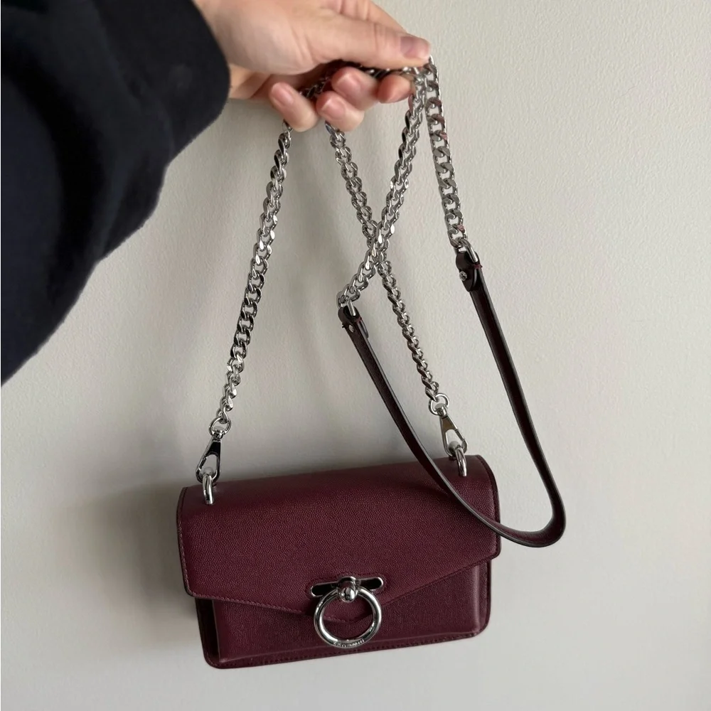 Rebecca Minkoff Jean Crossbody Chain Strap Mini Purse in Burgundy